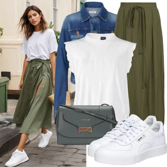 Léto Outfit s Zelená/Tmav? zelená Pletená Sukn?/Houndstooth Sukn?/Vintage Sukn? maxi/Tu?ková Sukn?/Maxi Sukn?/60tého Léta Sukn?/90tá Léta Sukn?/Midi Sukn? Topshop "Outfit pro podzim"