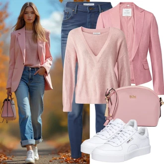 Narozeniny Outfit s Růžová Kašmírový Svetr/Svetr s Výstřihem/Svetr z Jemné Pleteniny/Svetr s Kulatým Výstřihem/Zimní Svetr/Svetry 2 v 1/Svetr na kojení/Vlněný Svetr/Svetr Niki/Jednoduchý Svetr/Kašmírový Svetr/Basic Svetr/Pletený Svetr VERO MODA "Outfit pro podzim"Look: Bar, 18. narozeniny, Koncert, Chatky, Den matek, Škola, Valentýn, Narozeniny