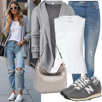 Outfit s Bílá/Krémová Tílko s ořezem/Halenka Bez Rukávů/Tričko s grafikou/Pánské boty/Krátký top jjxx "Outfit pro podzim"