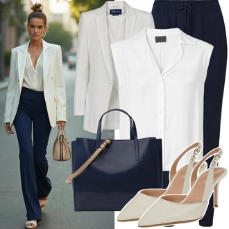 so sponou Outfit s Bílá Elegantní Sako/Kožená Pánská Bund/Kožená bunda pro muže/Boyfriend Sako/Smokingové sako/Bavlněný Sako/Blejzrové Bund/Krátké Sako/Blůzové Sako/Neformální Sako/Teplákový blejzr Ichi "Perfektní kancelářský outfit"