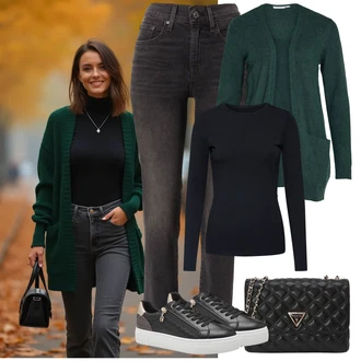 outfit mit Bež/Črna Superga Superge z Bleščicami/Usnjene superge/Superge Nizka/Plato-Sneaker/Ozka Superga/Superge Luknjasta/Superge Z Bočno Zadrgo Tamaris "praktičen jesenski videz"