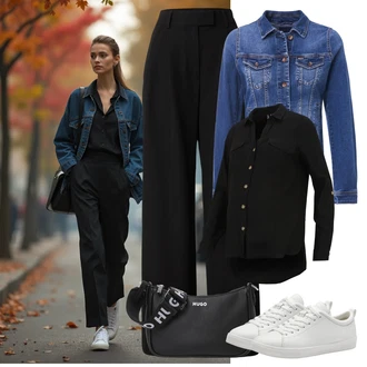 Slim fit outfit mit Pastelne barve/Temno modra/Svetlo modra/Modra Plašč/Jakna SALSA JEANS "praktičen jesenski videz"