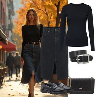 Poletje Za 60 in več outfit mit Črna/Temno modra Poslovna Obutev/Loafer Čevelj/Trotteur/Nizki čevelj s platformo Tamaris "praktičen jesenski videz"