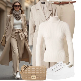 Outfit s Bílá/Krémová/Stříbrný Nízká Teniska/Teniska na platformě/Kožené tenisky/Tenisky s Bočním Zipem/Úzká teniska/Plátěná teniska Paul Green "Skvělý pro volný čas"