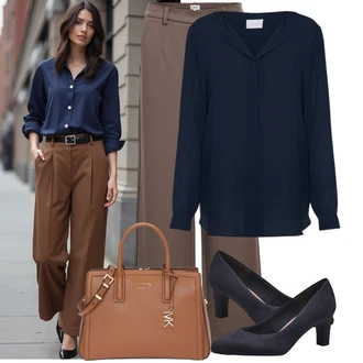 Outfit s Béžová/Khaki/Šedá/Hnědá Široká Kalhoty/Tradiční Kalhoty/Marlene Kalhoty/Palazzo Kalhoty/Mušelínové Kalhoty/Twillová Kalhoty/Kalhoty se Štěrbinou Object "Skvělý pro volný čas"