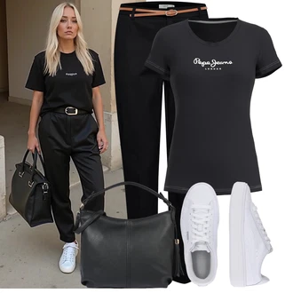 S vnitřní kapsou Outfit s Černá/Fialová/Bílá/Béžová Taška/Klasická Taška Přes Rameno/Brašna/Sportovní Taška Přes Rameno About You "Cool každodenní outfit"