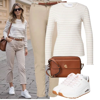 Outfit s Bílá/Růžová/Krémová/Zlatý Bota Na Pěší Turistiku/Zimní tenisky/Skate Bota/Teniska na platformě/Teniska teddy/Nízká Teniska/Kožené tenisky/Letní tenisky/Úzká teniska Skechers "Skvělý pro volný čas"