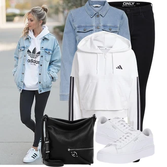 Outfity pro zábavu Elegantní, Sportovní s Bílá Nízká Teniska/Teniska s dírkovaným vzorem/Úzká teniska/Teniska na platformě Puma "Lehký outfit"Look: Estetika, Bad Taste, Ležérní, Disko, Skater, Sportovní, Unisex