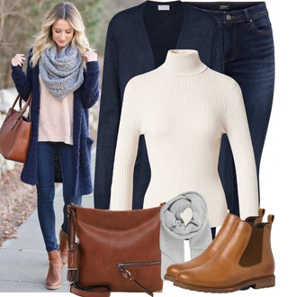 Outfit s Tmavě modrá Móda Pro Plnoštíhlou Pletenina veľkej veľkosti/Nezařazené Vila "Lehký outfit"