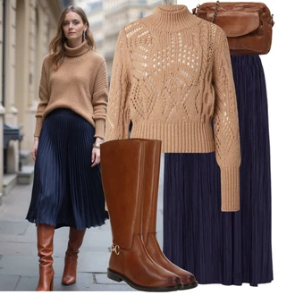 Léto Outfit s Tmav? modrá Midi Sukn?/Moderní Sukn?/Ma?kaná Sukn?/Sukn? do Délky Lýtka/K?es?anská Sukn?/Plisovaná Sukn? Samsøe Samsøe "Lehký outfit"