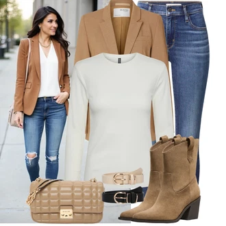 90tá léta Outfit s Modrá/Světle modrá/Tmavě modrá Kožená bunda/Zimní bunda/Zkrácené Džíny/Navlékací džíny/Push up Džín/Kožená Pánská Bund/Kotníková Bota/Capri Džíny/High Waist Džínové Kalhoty/Kožené Boty/Dámské Džíny s Délkou 7/8/Slim Fit Džíny levi's ® "Módní vzhled na podzim"Look: Styl, 90tá léta, Cool, Disko, Old Money, Bezešvé