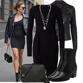 Rovná noha Outfit s Černá/Tmavě šedá/Růžová/Bílá Kožené Bund Bunda z Umělé Kůže/Motorkářské Bund/Kožené Bund/Motorkářská bunda/Bunda s Bočním Zipem yas "Lehký outfit"