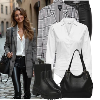 Outfit s Černá Kalhoty z Umělé Kůže/Legíny Kožený Vzhled/Kožený legíny/Vinylový Legín/Kožená Kalhoty/Skinny Kalhoty JdY "Lehký outfit"