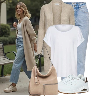 Outfit s Béžová/Zlatý/Bílá/Modrá Bota na fitness/Bota na zumbu/Gymnastická bota/Tréninková bota/Běžecká bota/Tenisová bota Skechers "Cool každodenní outfit"