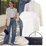Džíny s širokými nohavicemi ve stylu   outfity image