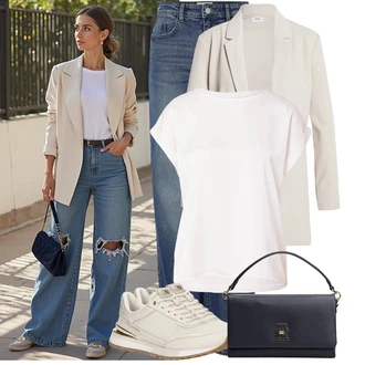 Moderní Matka nevěsty Outfit s Béžová/Hnědá/Khaki JdY "Cool každodenní outfit"Look: Kancelář, Chytrý příležitostný, Business, Moderní, Elegantní, Nadrozměrné