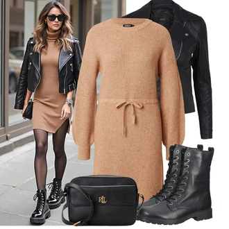 Rovná noha Outfit s Černá/Tmavě šedá/Růžová/Bílá Kožené Bund Bunda z Umělé Kůže/Motorkářské Bund/Kožené Bund/Motorkářská bunda/Bunda s Bočním Zipem yas "Podzimní outfit pro každý den"