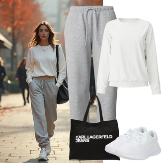 outfit mit Bela/Krem Fitnes copat/Gimnastični čevelj/Tekaški copat/Teniški copat/Fitnes copat Nike "športni jesenski videz"