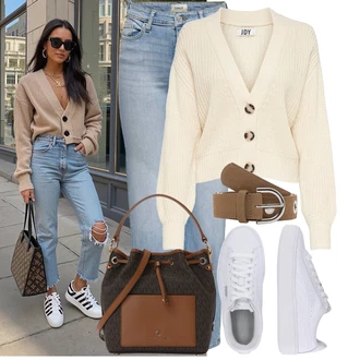 Outfit s Růžová/Béžová/Černá/Khaki Móda Pro Plnoštíhlou Pletenina veľkej veľkosti JdY "Lehký outfit"