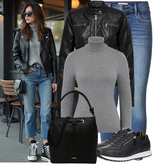 Léto Outfit s Černá/Červená Motorkářské Bund/Kožené Bund/Motorkářská bunda/Bunda z Umělé Kůže Only "Lehký outfit"