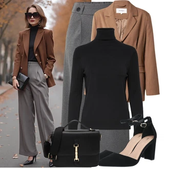 Outfit s Šedá/Světle šedá/Tmavě šedá Široká Kalhoty/3/4 Kalhoty/Culotte Kalhoty/Mušelínové kalhoty/Palazzo Kalhoty/Plisovaná kalhoty/Kožená Pánská Bund JdY "Lehký outfit"