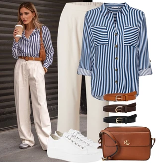 Outfit s Bílá/Krémová/Stříbrný Bota Nízká Teniska/Teniska na platformě/Kožené tenisky/Tenisky s Bočním Zipem/Úzká teniska/Plátěná teniska Paul Green "Jedinečný volnočasový outfit"