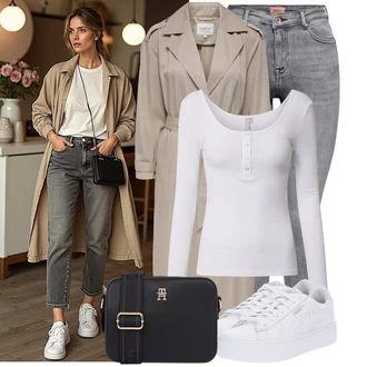 Outfit s Šedá/Tmavě šedá/Světle šedá Jeggings/Džínové Legíny/Skinny Kalhoty/Kalhoty se Štěrbinou Only "Jedinečný volnočasový outfit"