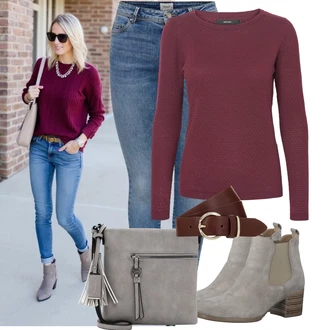 Outfit s Hnědá Ležérní pásek/Pásek bez Přezky/Klasické Pásky/Kožený Pásek Vanzetti "Trendový podzimní outfit"