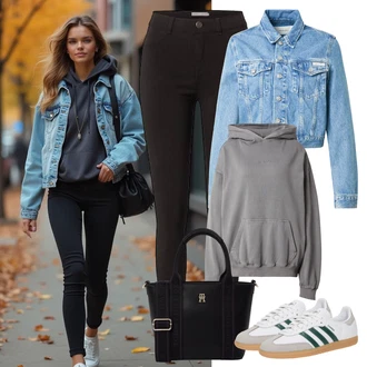 outfit mit Adidas Originals "udoben jesenski videz"