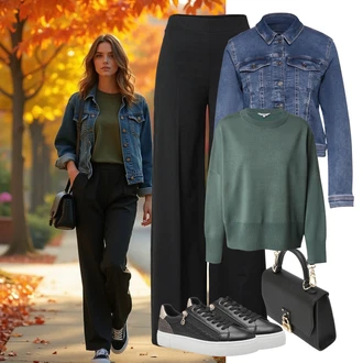 outfit mit Bež/Črna Superga Superge z Bleščicami/Usnjene superge/Superge Nizka/Plato-Sneaker/Ozka Superga/Superge Luknjasta/Superge Z Bočno Zadrgo Tamaris "udoben jesenski videz"