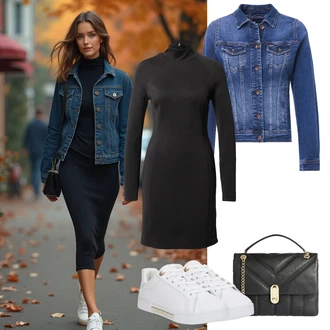 Zima outfit mit Črna/Temno siva/Siva Obleka velike velikosti/Obleka/Pletene velika velikost/Tunika Calvin Klein "udoben jesenski videz"