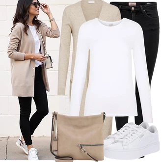 Matka nev?sty Outfit s Bé?ová/Hn?dá/Khaki Móda Pro Plno?tíhlou Pletenina ve?kej ve?kosti Vila "Výrazný vzhled pro podzim"