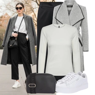 Moderní Matka nevěsty Outfit s Šedá/Světle šedá VERO MODA "Cool každodenní outfit"Look: Splývavé, Moderní, Univerzitní, Kancelář, Business, Cool