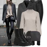 Černé kožené kalhoty outfity image