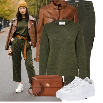 Outfit s Oranžová/Hnědá Motorkářská bunda/Kožené Bund/Kožená Bomber Bund/Bunda z Umělé Kůže/Motorkářské Bund/Kožená vintage bunda Maze "Cool každodenní outfit" Outfit s Oranžová/Hnědá Motorkářská bunda/Kožené Bund/Kožená Bomber Bund/Bunda z Umělé Kůže/Motorkářské Bund/Kožená vintage bunda Maze "Cool každodenní outfit"