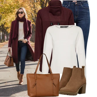 Moderní Matka nevěsty Outfit s Tmavě červená/Červená/Vínová Přechodový Kabát/Vlněný kabát/Vlněný Fleecový Kabát/Kabát z Kabanosu/Lodenový kabát/Duffle Kabát Only "Cool podzimní outfit"Look: Klasické, Francouzské, Námořní, Moderní, Příliš oblečený, Chytrý příležitostný, Univerzitní