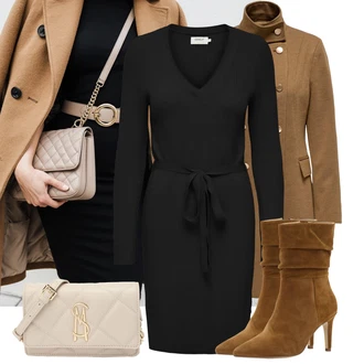 Old Money Outfit s Béžová/Bílá/Hnědá/Zlatý Taška Přes Rameno/Bagetová taška/Dopisová peněženka/Sportovní Taška Přes Rameno/Taška Na Svatbu Steve Madden "Cool podzimní outfit"Look: Rad, 20 léta, Burleska, Elegantní, Cool, Jazz, Mom, Old Money, Princezny