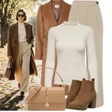 Béžové Zimní Kabáty s Páskem Outfity image