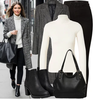 Dlouhé Outfit s ?erná Ko?ená bunda/High Waist D?ínové Kalhoty/Termální D?íny/Motorká?ské D?íny/Ko?ené Boty/Sweat D?íny VERO MODA "Cool podzimní outfit"