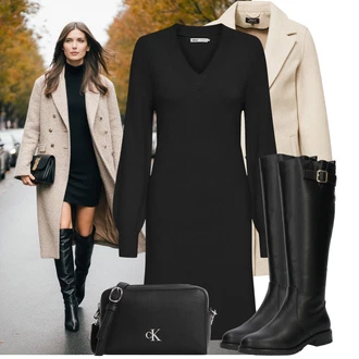 Outfit s Khaki/Béžová Přechodový Kabát/Vlněný Fleecový Kabát/Lodenový kabát/Lehký Kabát/Midi Kabát/Vintage Kabát/Kašmírový Kabát/Zimní Kabát Vlněný kabát Only "Cool podzimní outfit"