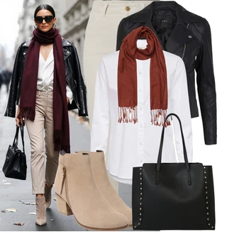 Outfit s Černá/Tmavě šedá/Růžová/Bílá Kožené Bund Bunda z Umělé Kůže/Motorkářské Bund/Kožené Bund/Motorkářská bunda/Bunda s Bočním Zipem yas "Cool podzimní outfit" Outfit s Černá/Tmavě šedá/Růžová/Bílá Kožené Bund Bunda z Umělé Kůže/Motorkářské Bund/Kožené Bund/Motorkářská bunda/Bunda s Bočním Zipem yas "Cool podzimní outfit"