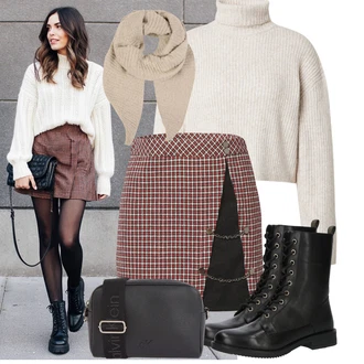 Léto Outfit s Tmav? ?ervená/Hn?dá/Vínová/?ervená Zimní Sukn?/Houndstooth Sukn?/Krátká Sukn?/Kostkovaná Sukn?/Vln?ná Sukn?/Tvídová Sukn?/Sukn? Vrstevná koroshi "Cool podzimní outfit"