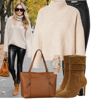 Retro Outfit s Růžová/Zlatý Náramkové hodinky/Dámské chytré hodinky/Dárkový set hodinek/Nástroj pro hodinky Furla "Cool podzimní outfit"Look: 50. Let, Lesk, Retro, 80tá léta