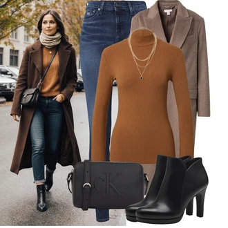 Outfity pro zábavu Elegantní, Sportovní s Černá/Bílá Kožená kotníková bota/Kotníková Bota s Podšívkou/Bota na platformě/Kožená bunda/Kotníková Bota Na Podpatku/Kozačka Na Podpatku Tamaris, Zlatý/Béžová/Růžová Jemný Řetízek/Náhrdelník/Statement náhrdelník About You "Cool podzimní outfit"Look: Cool, Elegantní, Francouzské, Krásný, Old Money, Styl, 30 léta, Boho, Empire, Layered, Retro, 80tá léta