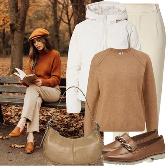 70tá léta Outfit s Hnědá/Béžová Basic Svetr/Kašmírový Svetr/Mohair Pullover/Jednoduchý Svetr/Vlněný Svetr qs "Cool podzimní outfit"Look: 20 léta, 30 léta, 60. Let, 70tá léta, Univerzitní