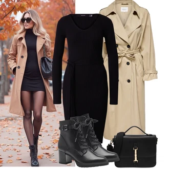 Moderní Matka nevěsty Outfit s Béžová/Khaki Letní Kabát/Trenčkot/Trenčkot Only "Podzimní Outfity"Look: Cool, Francouzské, Italský, Moderní, Old Money, Univerzitní, Vintage