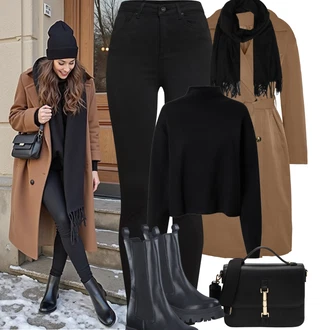 Punk Outfit s Černá Chelsea Boty/Kožená bunda/Motorkářská bota/Kotníková Bota s Podšívkou/Plochá Kotníková Bota Tamaris "Podzimní Outfity"Look: Cool, Venkovní, Punk, Techno, S Mokrým Vzhledem