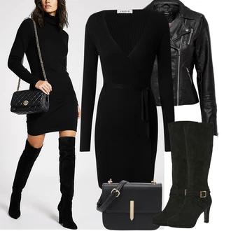 Outfit s Černá/Červená Bunda z Umělé Kůže/Motorkářská bunda/Motorkářské Bund/Kožené Bund Only, Černá Nezařazené Edited "Podzimní Outfity"