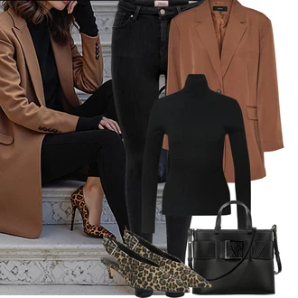 Outfit s Hnědá/Béžová VERO MODA "Podzimní Outfity"