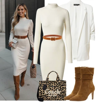 Outfit s Oranžová/Hnědá/Béžová Ležérní pásek/Pásek bez Přezky/Kožený Pásek/Široký Opasek/Klasické Pásky Pieces "Podzimní Outfity"